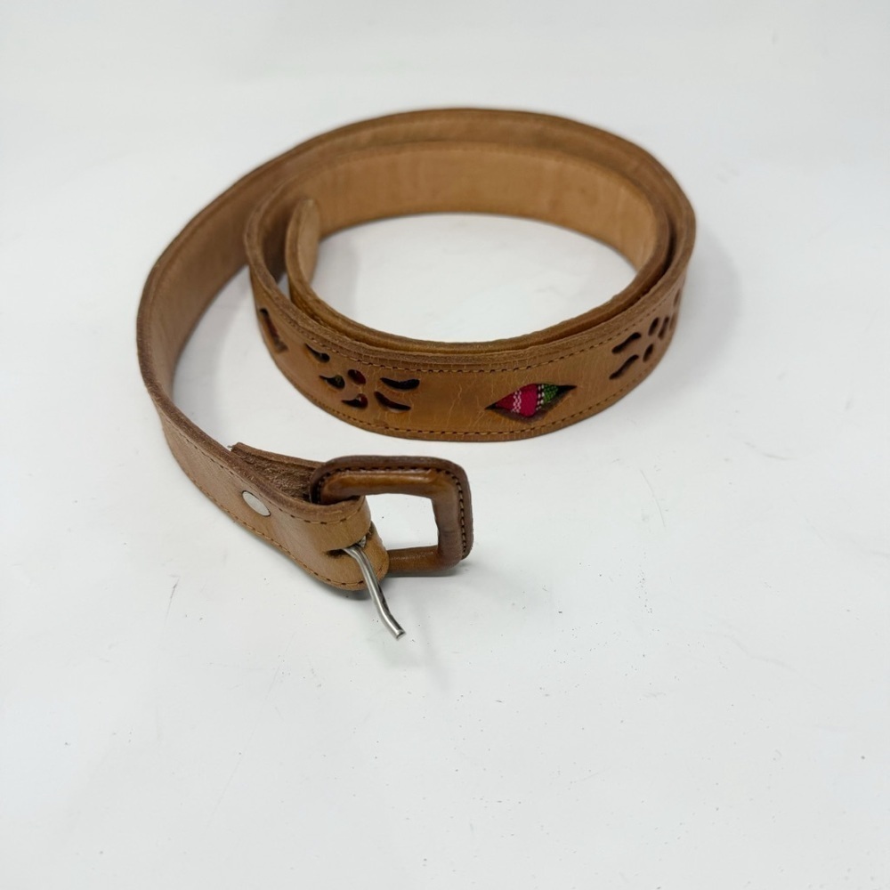 Multicolor Leather Belt Boho Southwest Leather Cut-Outs Buckle Fits Up To 45β